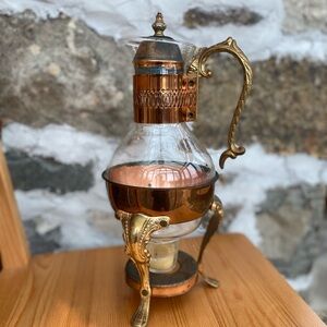 Vintage Glass and Brass Coffee Carafe